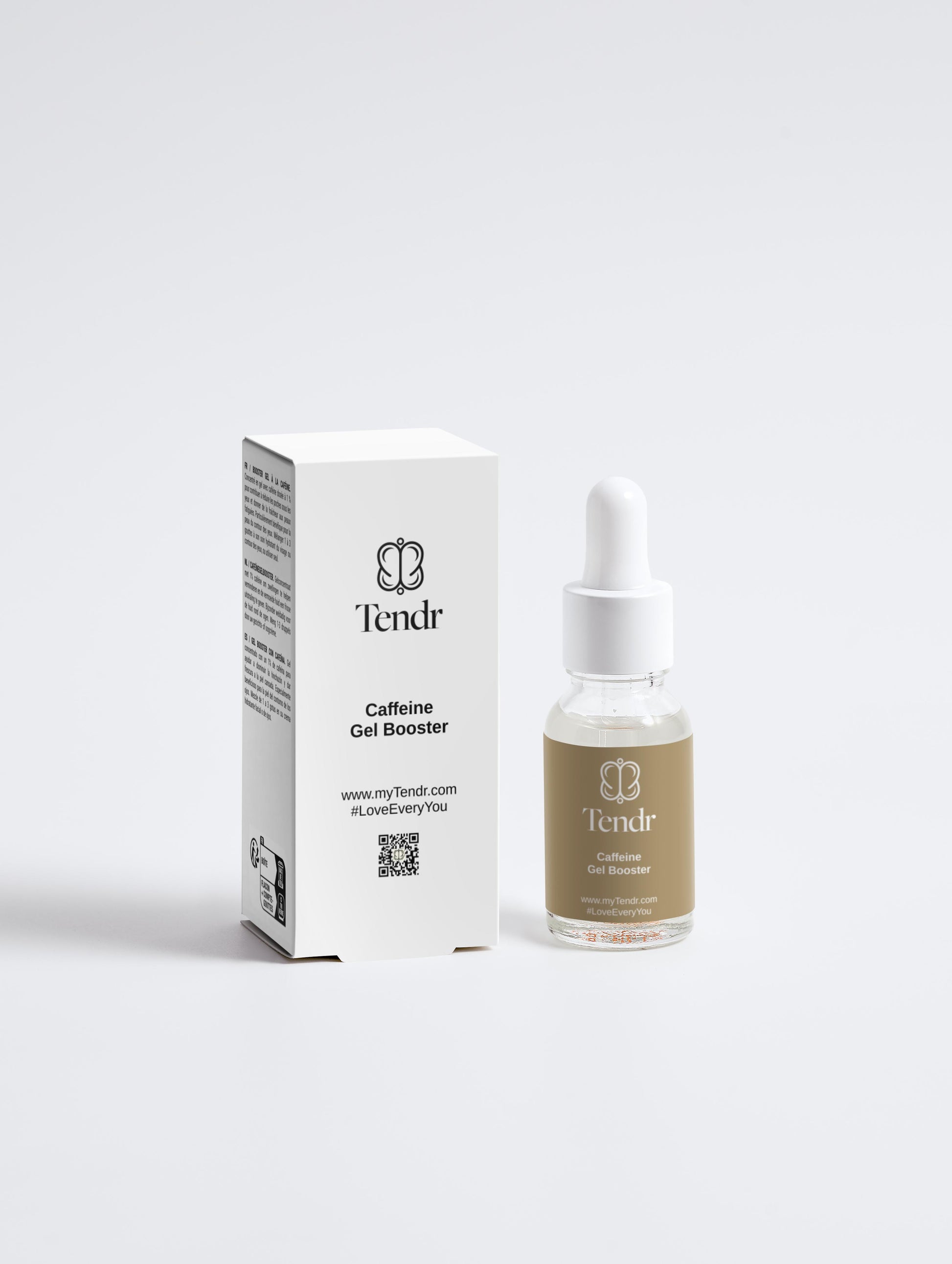 Caffeine Gel Booster 20ml – natural skincare concentrate with 1% caffeine to reduce puffiness and revitalize tired skin. Vegan and cruelty-free.