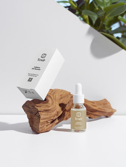 Caffeine Gel Booster 20ml – natural skincare concentrate with 1% caffeine to reduce puffiness and revitalize tired skin. Vegan and cruelty-free.